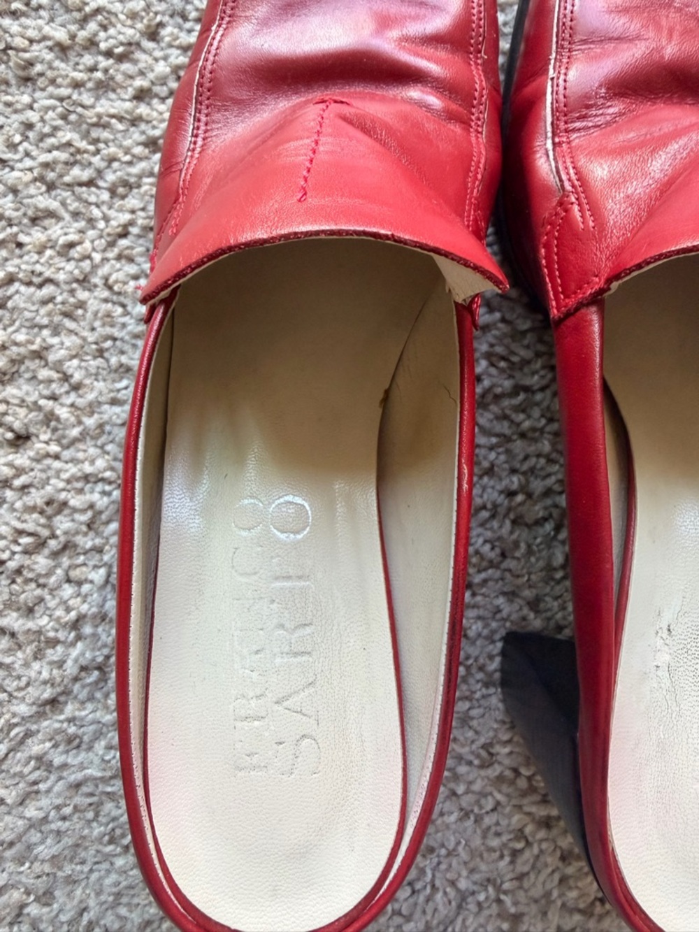 Frank Sarto Red Leather women mules - Picture 2 of 6